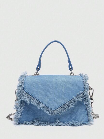 Vintage Tassel Mini Chain Denim Crossbody Bag