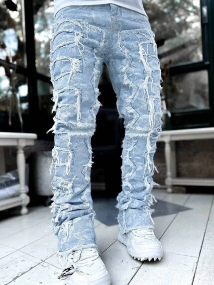 Street Style Frayed Slim Fit Jeans