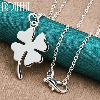925 Sterling Silver Four-Leaf Clover Pendant Necklace