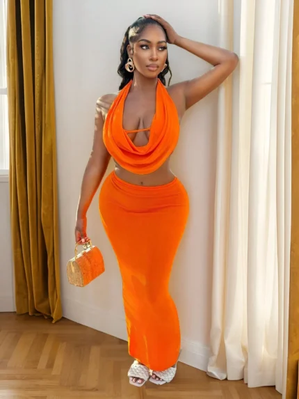 Crowl Halter Top V-Neck 2pcs
