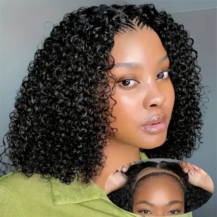 4x4 Curly Glueless Bob Wigs Human Hair