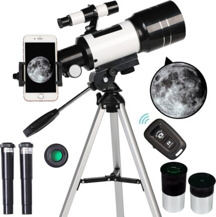 Portable Travel Telescope with Phone Adapter & Wireless Remote