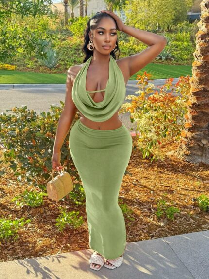 Crowl Halter Top V-Neck 2pcs