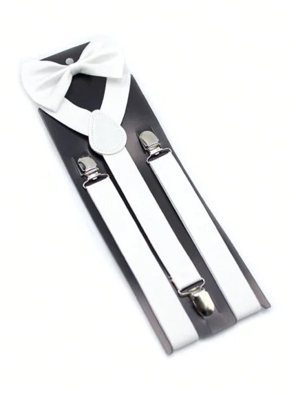 White Suspenders and Bow Tie