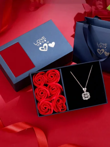 Copper & Cubic Zirconia Heart Pendant Necklace Set