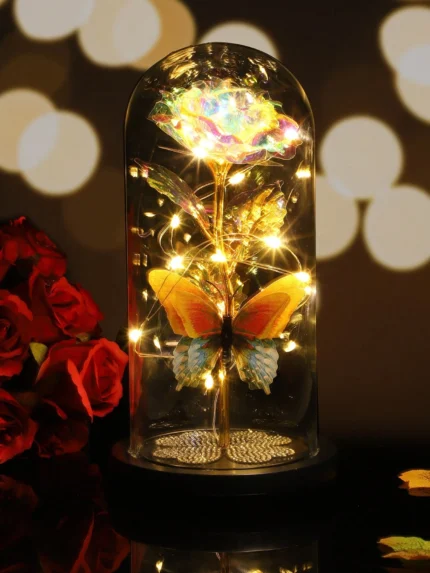 Cristal Eternal Rose With Butterfly