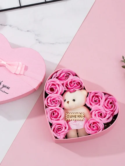 Flower Teddy Heart set