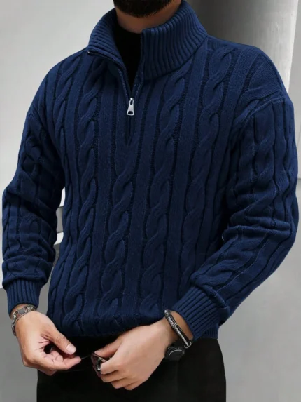 Men's Half-Zip Knit Polo Sweater