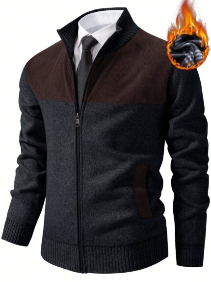Men's Patchwork Quilted Zip Jacket