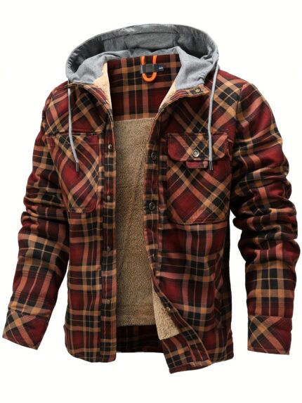 Hooded Lumber Style Plaid Jacket